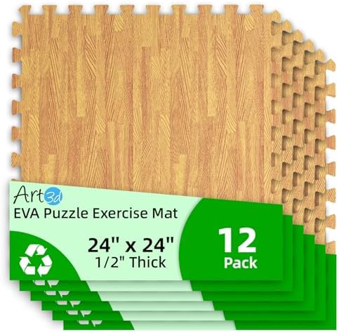 Art3d 12-Pack 24"x24" EVA Interlocking Exercise Mats, 48 Sq.Ft by Art3d