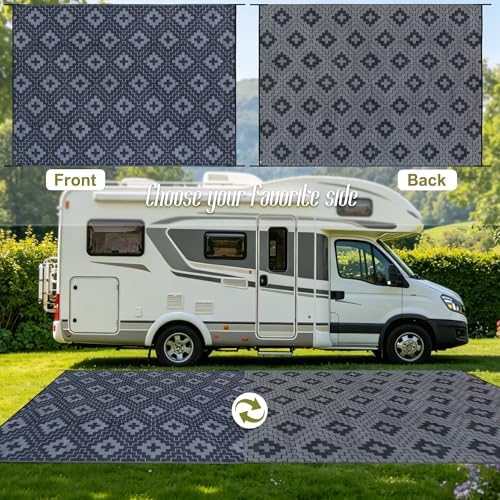 SAND MINE Waterproof Outdoor Rug 9x12 ft, Reversible Plastic Straw Area Rug - Image 3