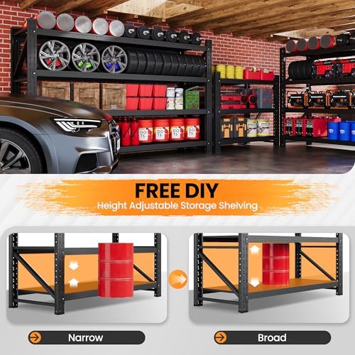 75” Wide Heavy Duty Metal Garage Shelving, Adjustable Storage Shelf - Image 4