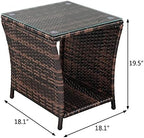 VINGLI Outdoor Wicker Side Table Patio Side Tables - Image 3