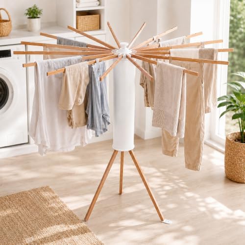 Cuteam Tripod Clothes Drying Rack, Foldable Rotary Laundry Drying Rack - Image 6