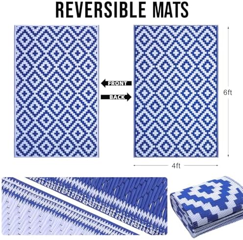 OLANLY Outdoor Rug 4x6 ft Waterproof Reversible Mat - Image 2