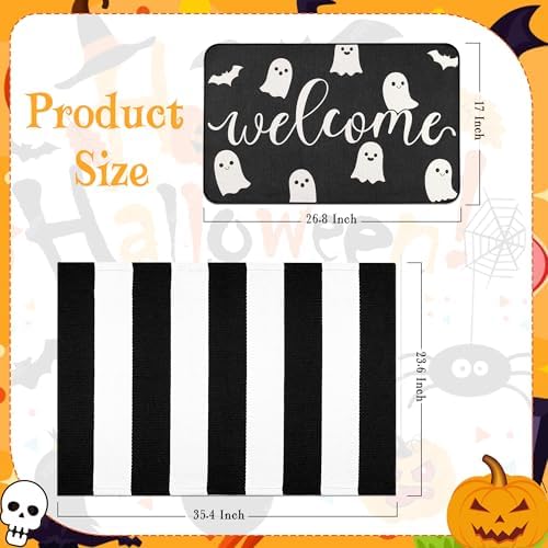 Halloween Door Mat Set, Ghost Welcome Rug - Image 2