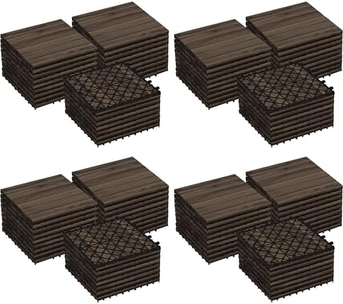 Yaheetech 108PCS Deck Tiles Acacia Wood Interlocking Outdoor Flooring by Yaheetech