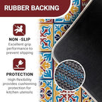 Boho Moroccan Tile Traditional Kitchen Rugs Set of 2 - Image 4