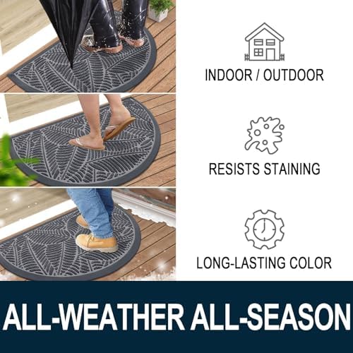 Colorxy Half Circle Waterproof Door Mat, Sturdy Rubber Doormat - Image 4