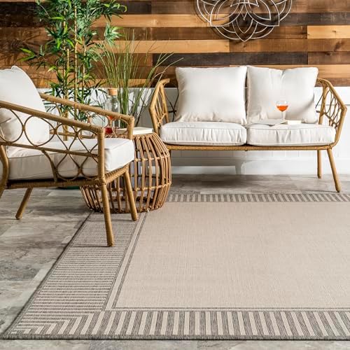 nuLOOM Asha Light Grey Bordered Indoor/Outdoor Area Rug - Image 6