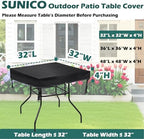 SUNICO Outdoor Table Covers Waterproof Square 32x32x6in - Image 2