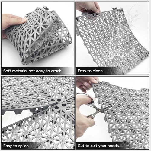 RITOLLO Modular Interlocking Cushion Drainage Floor Tiles, Yard -Gray - Image 3