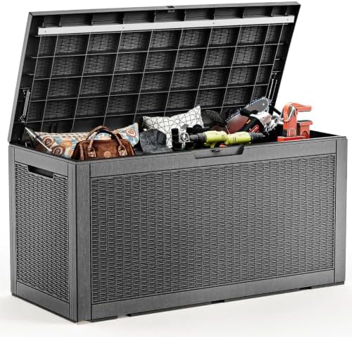 PatioZen 120 Gallon Deck Box, Resin Outdoor Storage Box by OutdoorLivingPerfected