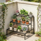 Plant Pot Stand Shelf, 3 Tier Flower Ladder Display Rack, Metal Succulent - Image 4