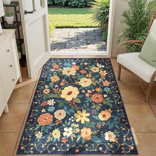 DUKINO 3x4 Area Rug, Floral Washable Rug - Image 2
