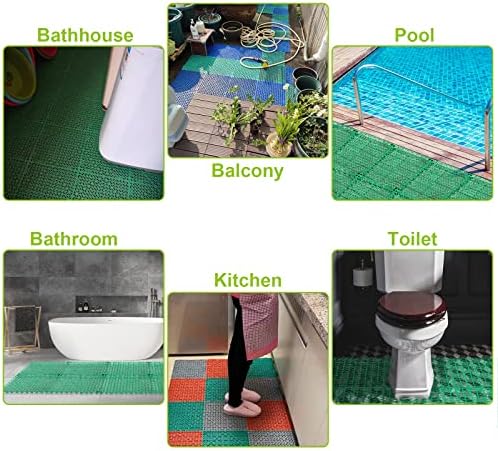 12 Pack 12'' x 12'' Interlocking Rubber Outdoor Flooring Tiles Non-Slip Shower - Image 7