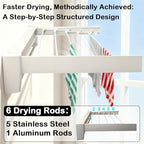 Wall Mounted Clothes Drying Rack 27 inches, Foldbale Laundry Drying Rack 6 Rods - Image 3