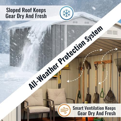 Devoko 8x12 FT Outdoor Storage Shed, Metal Tool Shed - Image 4