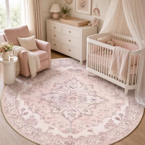RELEANY Washable Area Rug, Round 5ft by RELEANY