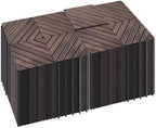 PrimeZone 297 PCS Solid Acacia Wood Interlocking Patio Deck Tiles Outdoor by PrimeZone