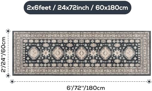 2x6 Runner Rug Washable Non Slip Boho Floor Mat - Image 2