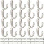 IBosins 20PCS Coat Hooks Wall Mounted Silvery Single Prong Robe Hook - Image 2