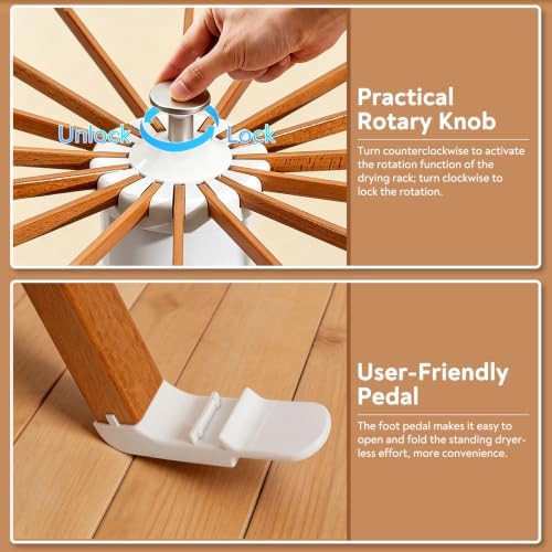 ZOFGENOW Clothes Drying Rack, Rotary Foldable Stand - Image 6