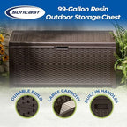 Suncast 99 Gallon Deck Garden Garage Home Wicker Resin Pool Box - Image 2