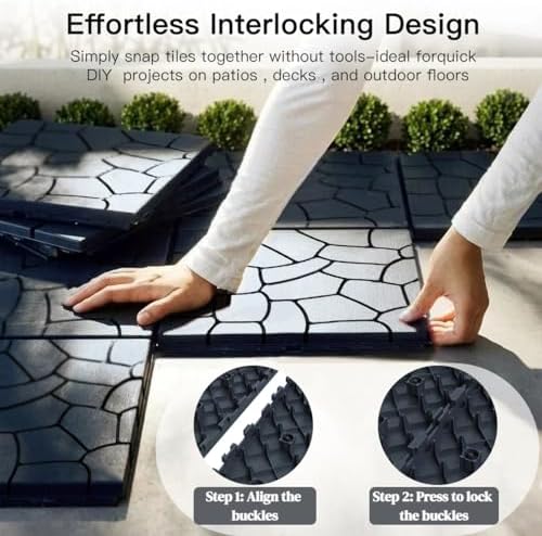 Interlocking Deck Tiles 44 Pack, Plastic Outdoor Deck Tiles - Image 2