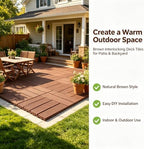 44 Pack Brown 12x12 PP Plastic Interlocking Deck Tiles, Waterproof Indoor - Image 2