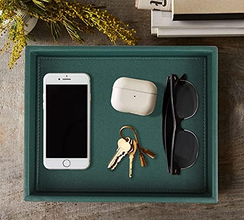 HofferRuffer Faux Leather Decorative Tray, Elegant Desktop Storage Organizer - Image 3