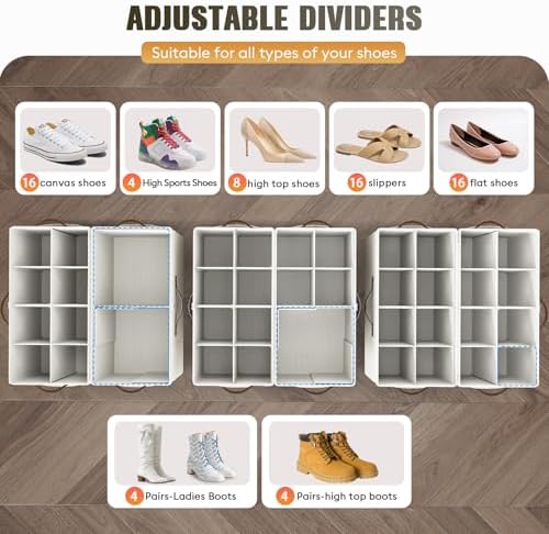 2 Pack Shoe Organizer for Closet, Foldable Shoe Storage - Image 3