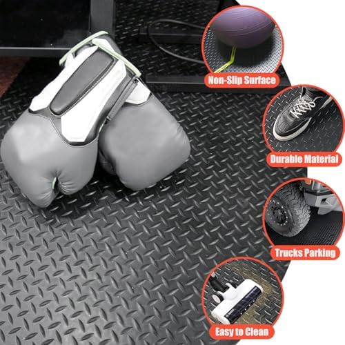4' x 10' Feet Non-Slip Garage Floor Mat, 1-Piece Durable Rubber Flooring Roll - Image 4