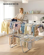 SONGMICS Clothes Drying Rack, Foldable 2-Level Stee Laundry Drying Rack - Image 2