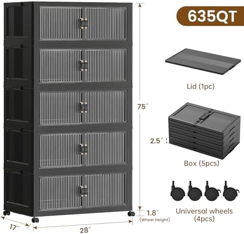 SAILUN 635Qt Large Stackable Storage Bins, Storage Cabinet - Image 2
