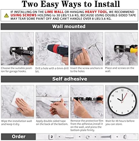 AceMining Broom Holder Wall Mount, 2 Racks 3 Hooks Heavy Duty Mop Organizer - Image 4