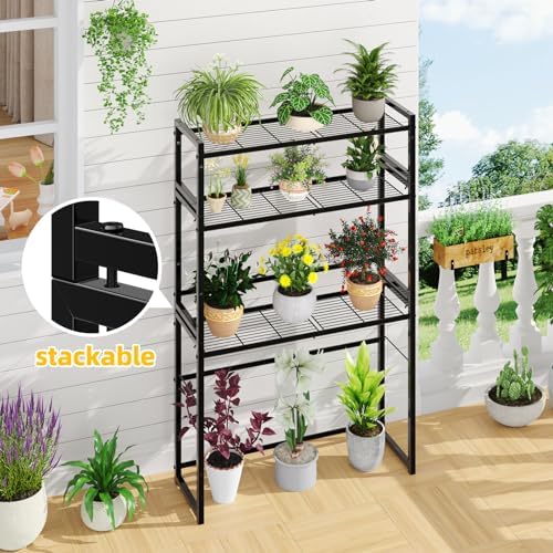 Simple Trending 3 Tier Metal Plant Stand Outdoor Indoor Waterproof, Stackable - Image 3