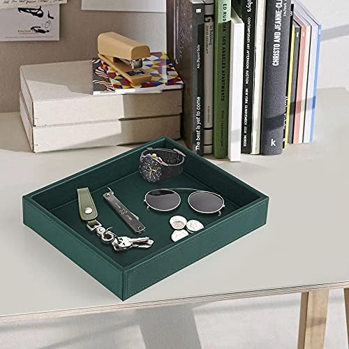 HofferRuffer Faux Leather Decorative Tray, Elegant Desktop Storage Organizer - Image 5