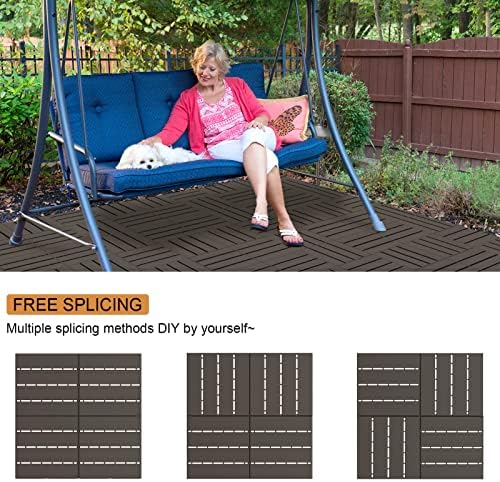 Goovilla Plastic Interlocking Deck Tiles, 9 Pack, Dark Coffee - Image 6