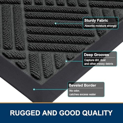 Smiry Front Door Mat Outside Entrance, Natural Rubber Doormat, 59x20 Inch - Image 4