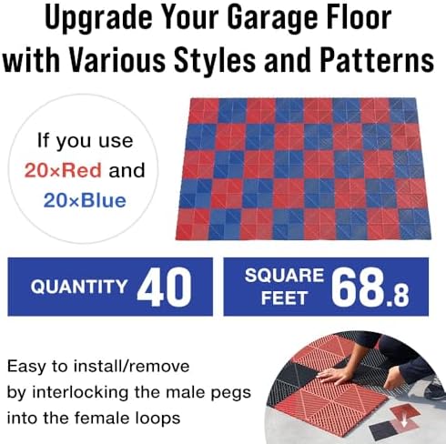 Japard Garage Floor Tiles, 20 Pack Interlocking Flooring Drainage 15.7 x 15.7 - Image 6