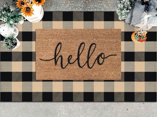 KILOCOCO Buffalo Plaid Checkered Rug 3x5 ft Front Door Rug - Image 6