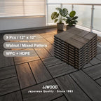 JJWOOD Interlocking Deck Tiles, Co-Extruded Wood-Look Outdoor Floor Tiles - Image 2