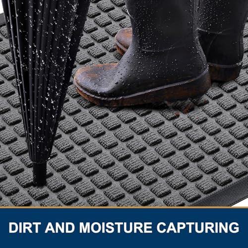Smiry Front Door Mat Outside Entrance, Natural Rubber Doormat, 71x23 Inch - Image 2