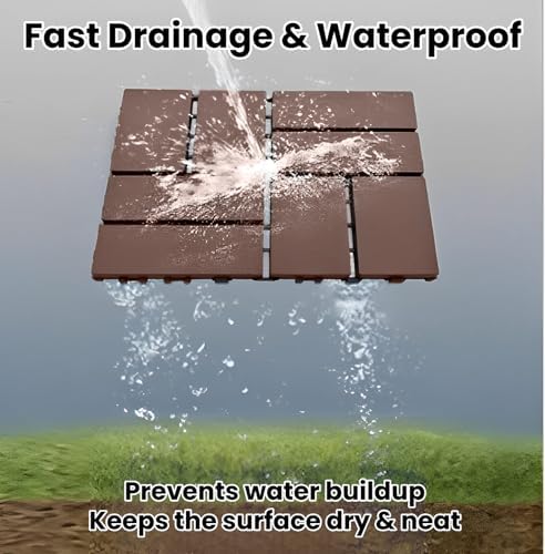 Plastic Interlocking Deck Tiles, 12x12 Inches Waterproof Outdoor Patio Flooring - Image 7