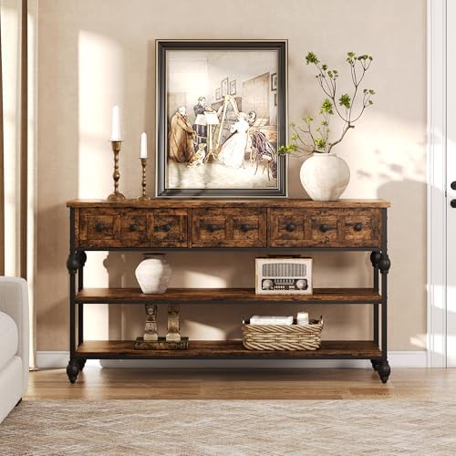 Garvee 52" Console Table with 3 Drawers, Roman Column Entryway Table, Narrow - Image 4