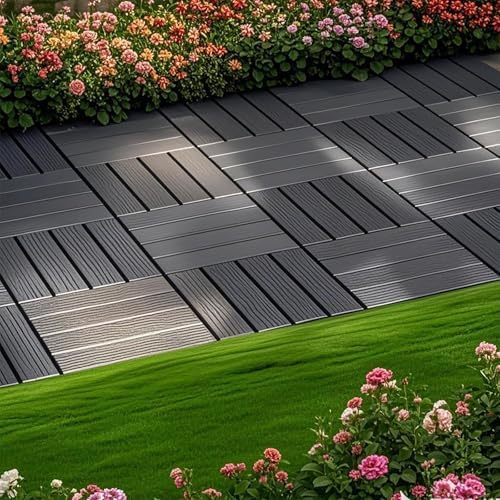 Plastic Interlocking Deck Tiles, 12 x 12 '' PP Resin, Non-Slip Drainage Holes - Image 5
