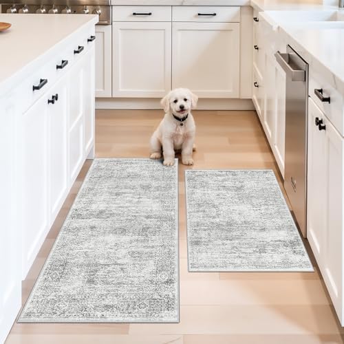 Kitchen Mats for Floor 2 Piece, Non Slip Washable Kitchen Rugs Sets for Floor by BYYVOORugsforYourHome