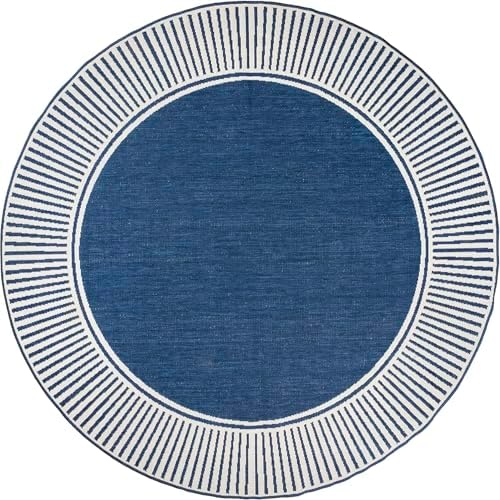 nuLOOM Asha Navy Bordered Power Loomed Indoor/Outdoor Area Rug - Image 2