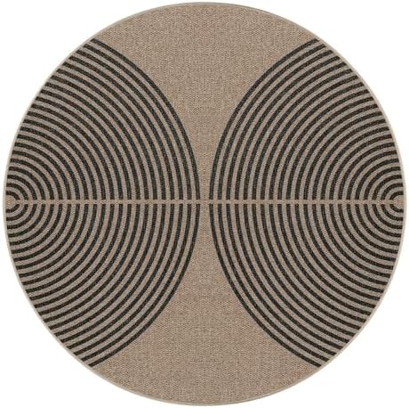 Lahome Modern Rainbow Round Rug, 6ft Easy Jute Brown Circle Patio Rug - Image 6