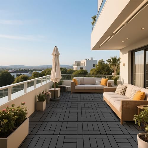 44 Pack Interlocking Deck Tiles, All-Weather Outdoor Deck Tiles - Image 3
