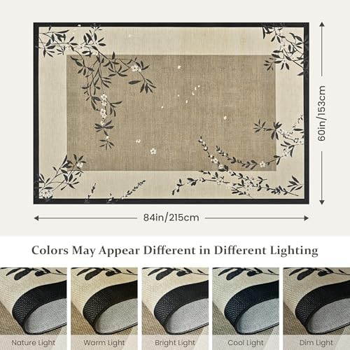 Easy Jute 5x7 Living Room Rug Brown Cherry Blossom Branch - Image 2