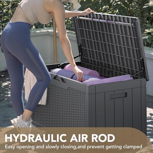 Devoko 100 Gallon Waterproof Deck Box, Resin Large Outdoor Storage Box - Image 2